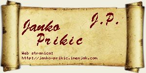 Janko Prikić vizit kartica
